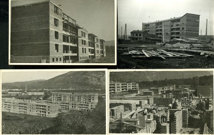 Ruski bloki v gradnji, vir: Muzej za arhitekturo in oblikovanje, Ljubljana.  