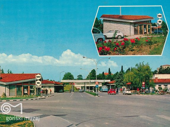 . Mednarodni mejni prehod Rožna Dolina &copy;Razglednico hrani Goriški muzej Kromberk – Nova Gorica